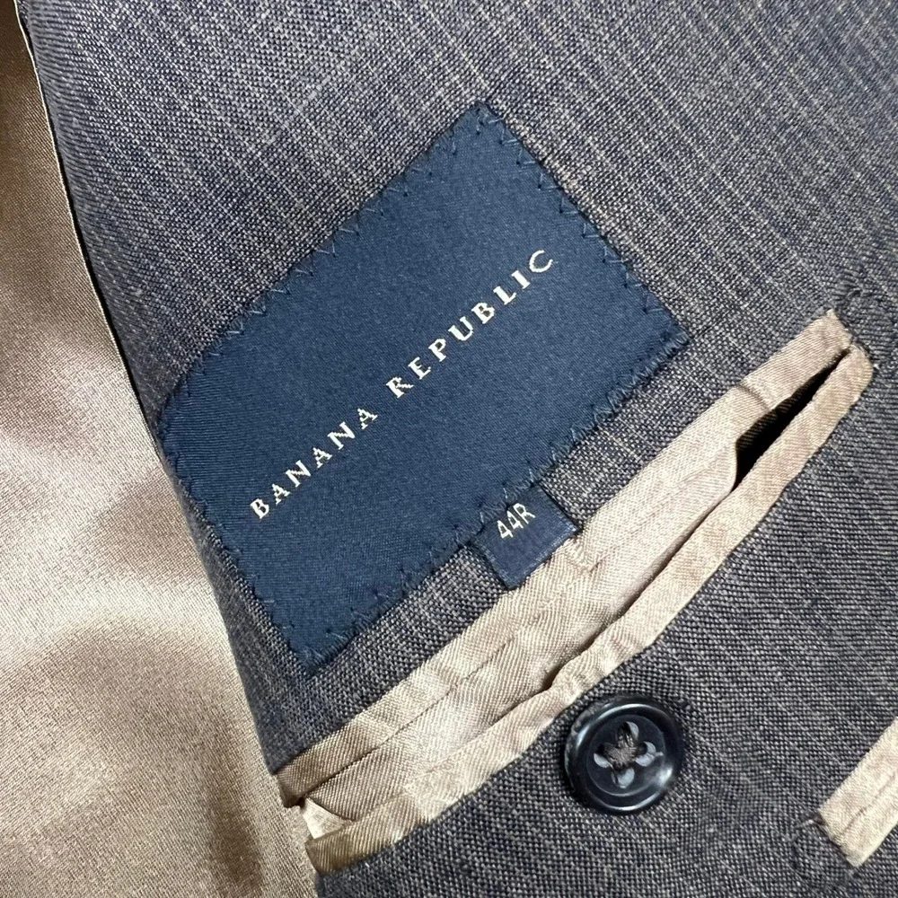Banana Republic Sport Coat Mens 44R Brown Vintage 2006 Linen Windowpane Y2K Prep